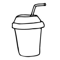 Hand drawing coffee Cup.Coffee to go paper cups. vector.Hot drinks take away concept.For greeting cards,children coloring book and seasonal design.Doodle vector illustration isolated white background.