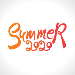 Summer 2020. Vector logo hand lettering. Vector illustration for season banner, label, poster, logo Summer.
