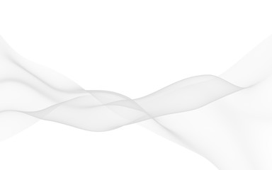 White abstract background. Fluttering white scarf. Waving on wind white fabric. 3D illustration