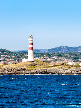 Lighthouse Oks&oslash;y fyr south of Kristiansand in Norway