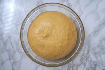 Process of cooking Easter cake cruffin, decorated with dried fruit and nuts