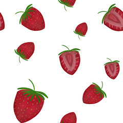seamless pattern with watercolor ripe strawberries. Summer pattern. Sweet, ripe, fruits and berries. Print, packaging, cooking, kitchen, wallpaper, textile, fabric design