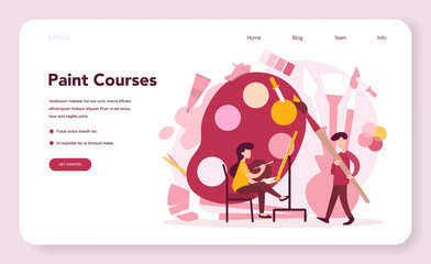 Art education web banner or landing page. Male and female artist