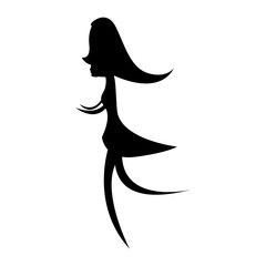 Silhouette of a running girl. Vector illustration isolated on a white background.