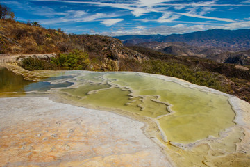 Mineral pool of famous place called Hierve de Agua in Souhthern part of Mexico