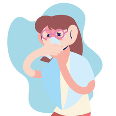 sick woman with pandemic virus