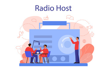 Radio host concept. Idea of news broadcast in the studio.