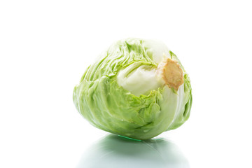 Fototapeta premium early green cabbage, whole swing on a white background