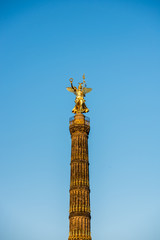 Golden satue and berlin Victory Column, a monument to commemorate the Prussian victory in the Danish-Prussian War and defeated Austria and Austro-Prussian War & France