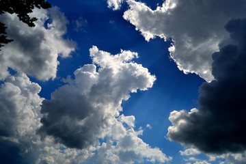 clouds and open sky, a game of colors and shapes of the summer sky in the middle of summer