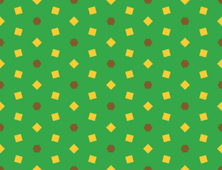 Seamless geometric pattern, texture or background vector in green, yellow, brown colors.