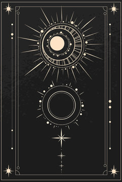 astronomical ornament with sun, moon and stars