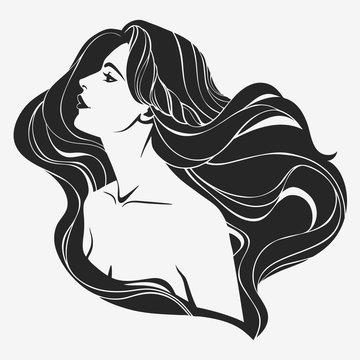 Premium Vector  Girl in profile, with long black hair. vector anime girl.  vector illustration.