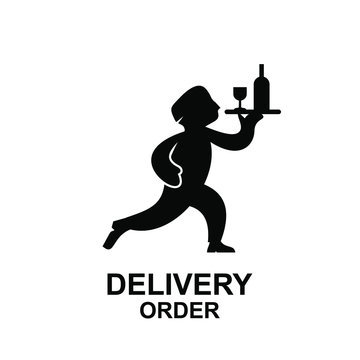 delivery man food logo icon design