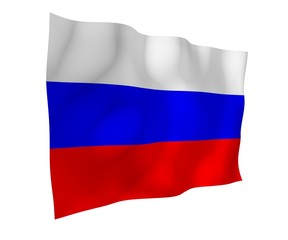 Fototapeta premium Waving flag of the Russian Federation. The National. State symbol of the Russia. 3D illustration