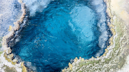 Boiling Blue Hot Spring in Yellowstone National Park