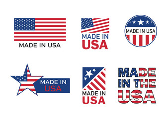 Made in usa icon for product. American flag emblem for guarantee label. Manufacturing in america sign with stars and red stripes. Best quality badge for design product. Proudly banner. vector.