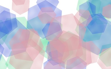 Obraz premium Multicolored translucent hexagons on white background. 3D illustration