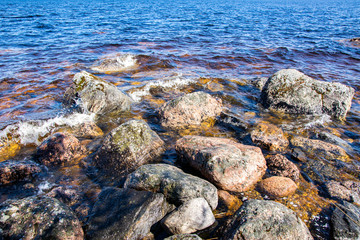 Stones on the shore of Lake Saimaa,  Sarviniemi, Taipalsaari, Finland