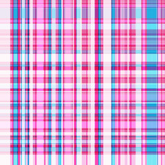 Seamless checkered stripes pattern. Bright print of vertical and horizontal stripes in various shades of pink and blue. Fashionable and glamorous decoration of any of your bold advertising projects.