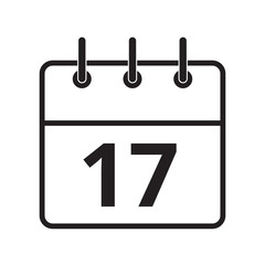 Line icon the seventeenth day on the calendar isolated on white background. Vector illustration.