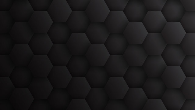 3D Hexagons Pattern Technology Dark Gray Minimalist Abstract Background. Concept Scientific Tech Hexagonal Blocks Structure Darkness Grey Wallpaper In Ultra High Definition Quality