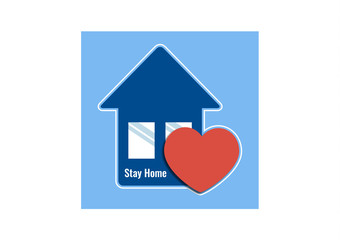 Creative icon stay home, heart, home symbol. Quarantine to prevent coronavirus infection. Vector