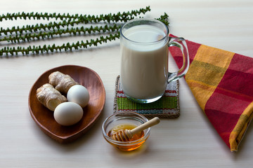 A traditional drink made of ginger and raw egg. Some variants are colloquially known in Indonesia...