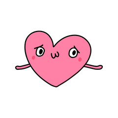 Tired lost depressive heart symbol hand drawn vector illustration doodle icon