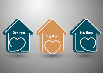 Creative icons stay home, heart, home symbol. Quarantine to prevent coronavirus infection. Vector