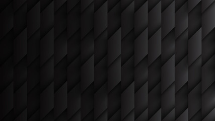 Parallelogram Blocks Conceptual Tech 3D Minimalist Black Abstract Background. Science Technology Three Dimensional Rhombus Structure Sci-Fi Dark Wallpaper. Clear Blank Subtle Textured Backdrop