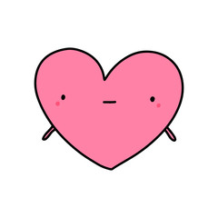 Silly hand drawn vector doodle illustration heart symbol expressive