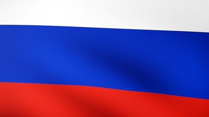 Close up of Russia flag video waving in wind. Realistic Animation Flag background