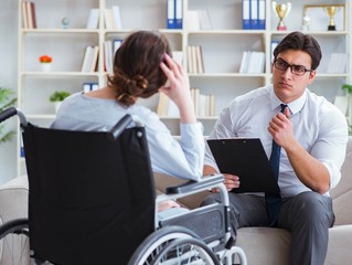 Fototapeta premium Patient visiting psychotherapist to deal with consequences of tr