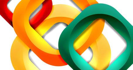 Square geometric vector abstract background, dynamic modern minimal template. Multicolored square shapes with round corners overlapping each other