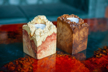 handmade candle holder made of epoxy