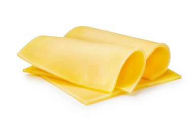Three Cheese slices isolated on white background
