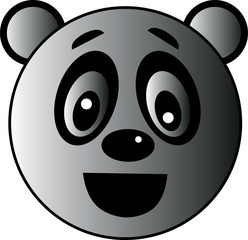 Created vector portrait of the head of a smiling panda. Isolated object on a white background. icon, logo, emoticon.
