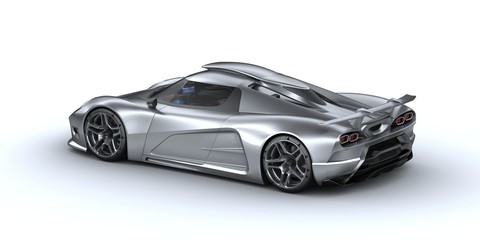 Obraz na płótnie Canvas 3D rendering of a brand-less generic cars in studio environment 