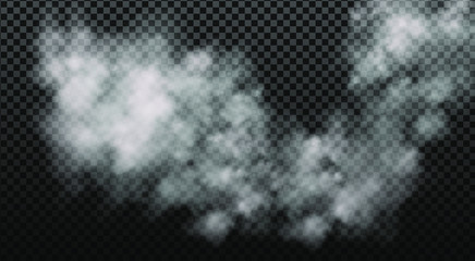 White vector cloudiness ,fog or smoke on dark checkered background.Cloudy sky or smog over the city.Vector illustration.