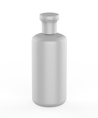 Cosmetic plastic bottle isolated on white background. Liquid container for gel, lotion, cream, shampoo, bath foam. Beauty product package. 3d illustration