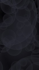 Abstract black background. Backdrop with dark transparent bubbles. Vertical orientation. 3D illustration