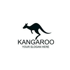 abstract jumping kangaroo icon isolated on white background