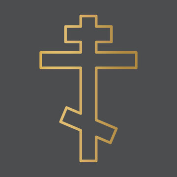 golden orthodox cross icon- vector illustration