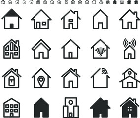Set of home perfect outline icon vector illustrator. Size 128x128 px., 640x640 px.