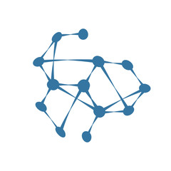 Hexagonal molecule badge. Molecular structure logo, molecular grids and chemistry hexagon molecules templates. Dna macromolecule, science bio code logo. Isolated vector symbols set