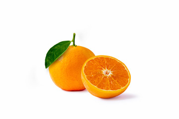 Oranges and oranges slices isolated on a white background.