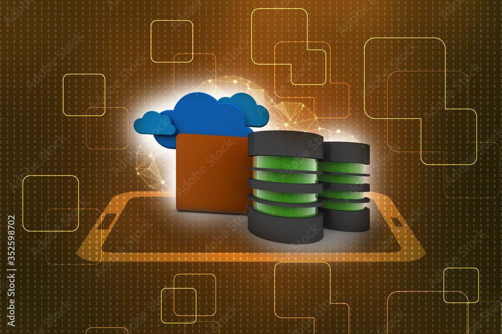 Poster 3d rendering folder connected to database