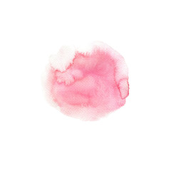 Pastel pink decorative spot isolated on white background. Hand drawn watercolor illustration.
