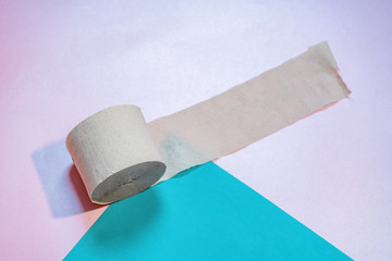 Roll of toilet paper on a blue background